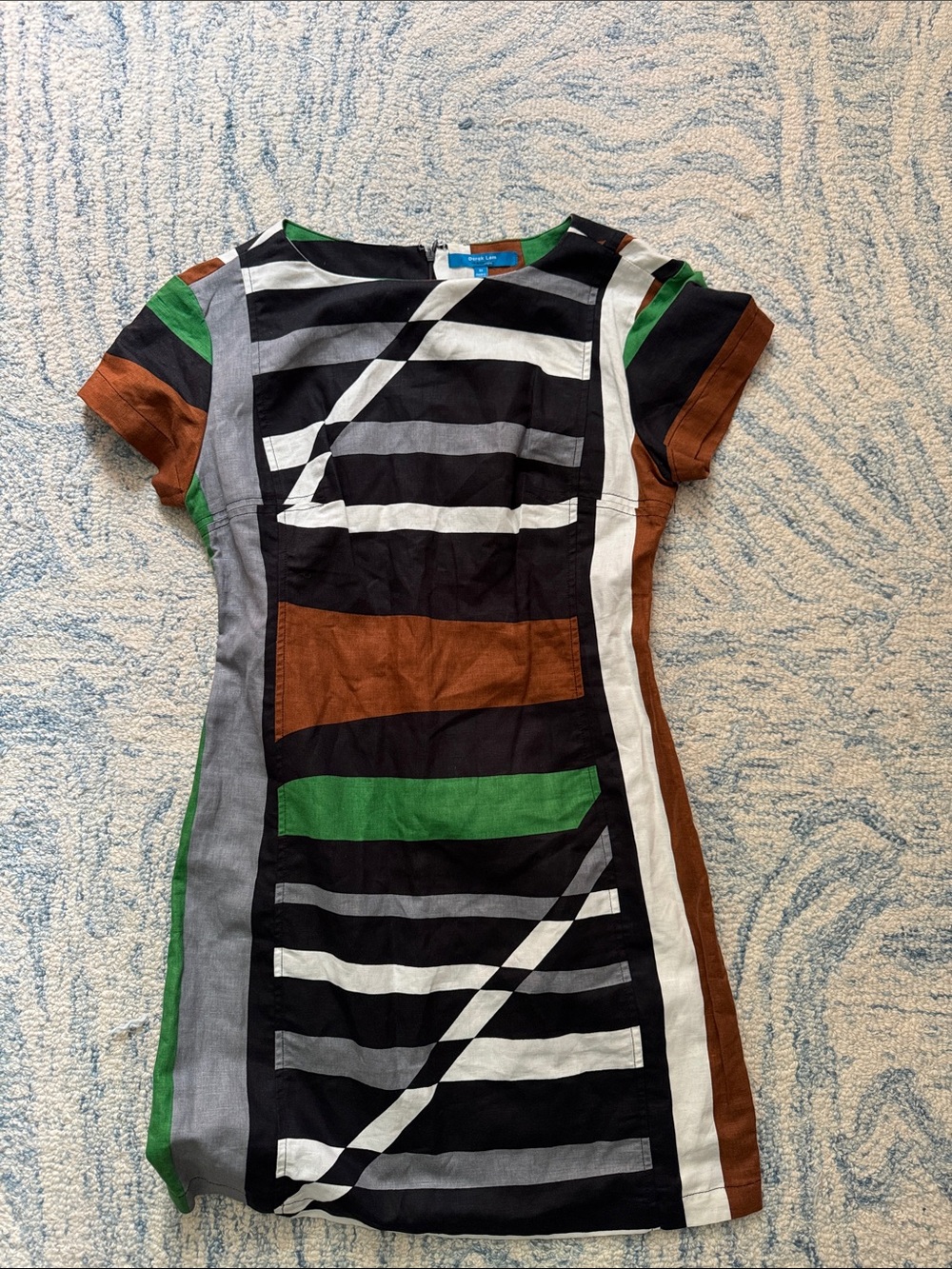 Derek Lam for DesigNation linen sheath dress geometric colorblock 10